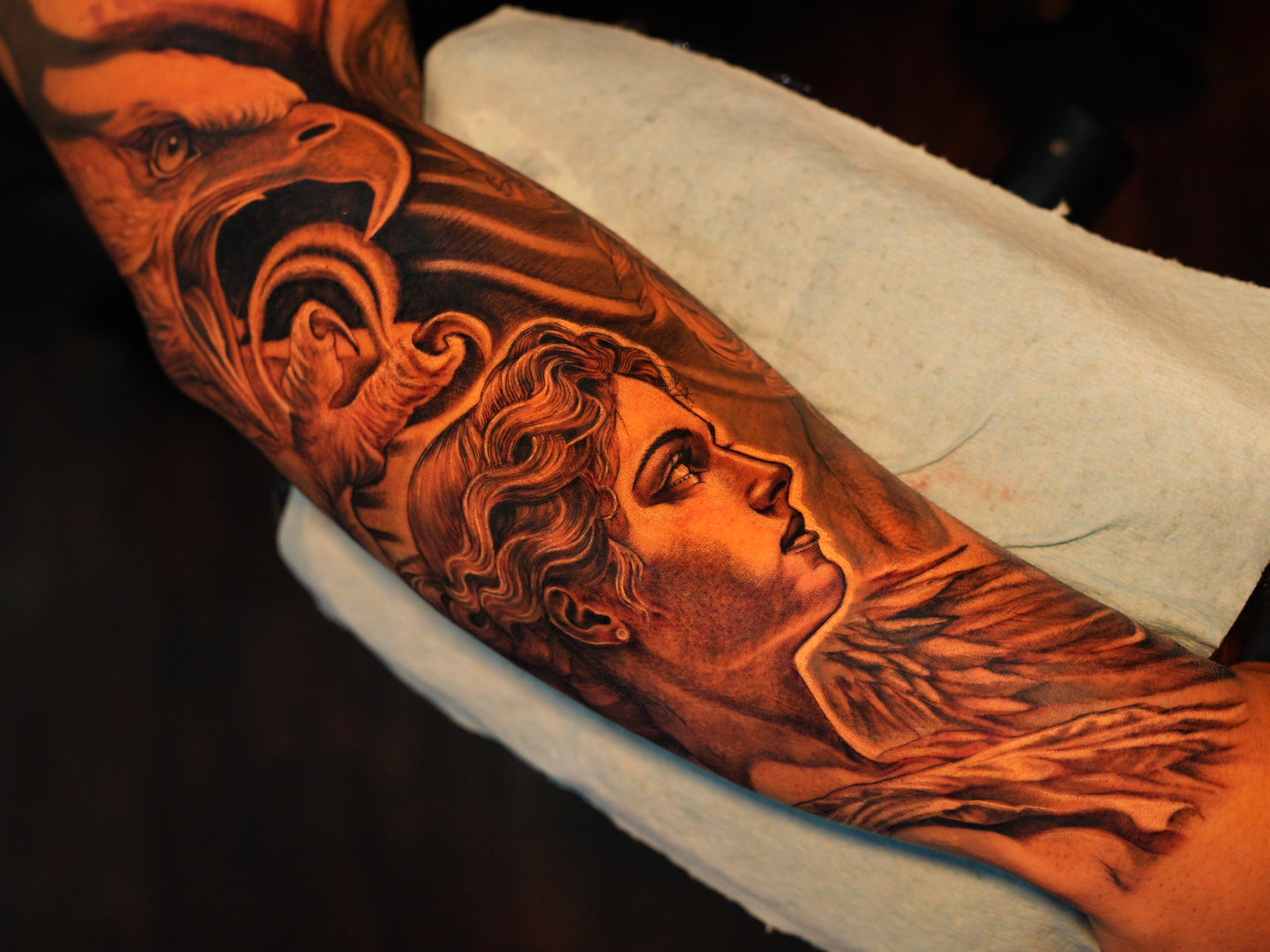Ángel — tatuaje black and gray de Kozo